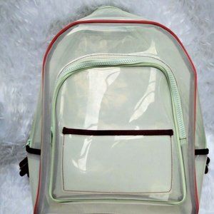ZARA KIDS Clear School Backpack with Burgundy and Green Trim 4 Travel or School
